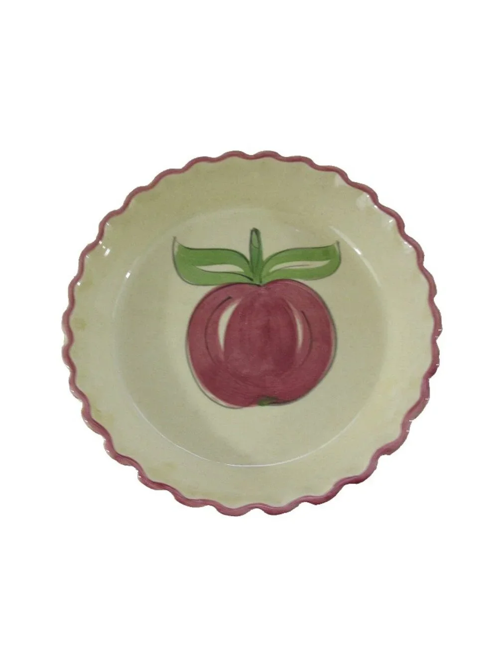Vintage 1971 Pie Dish Plate Los Angeles Potteries Ovenware Apple Cottagecore